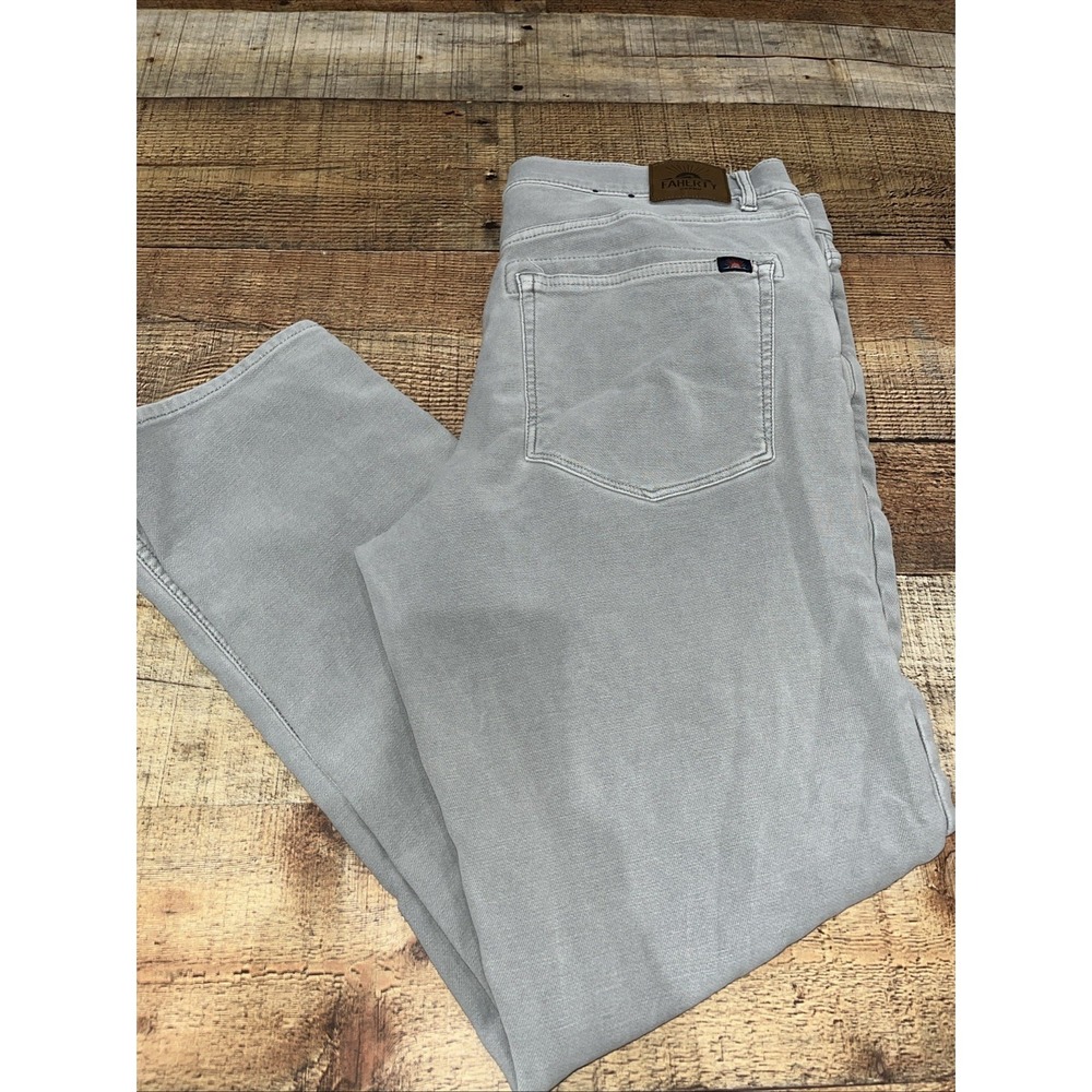 Faherty Men's Stretch Terry 5 Pocket Pants Size 38 Grey  Denim Jeans(2717)